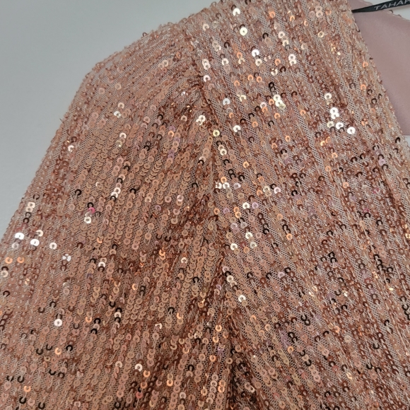 Champagne/blush colored never worn sequined cocktail dress - Picture 4 of 4